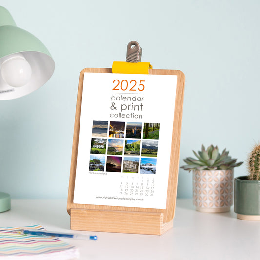 2025 Northern Ireland Calendar with Wooden Clipboard & Stand