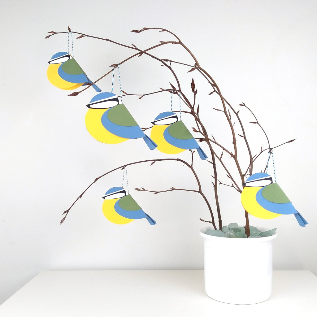 Paper Blue Tit Forest Baubles Craft Kit