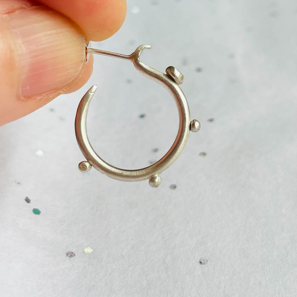 Sterling Silver Hoops with Diamond