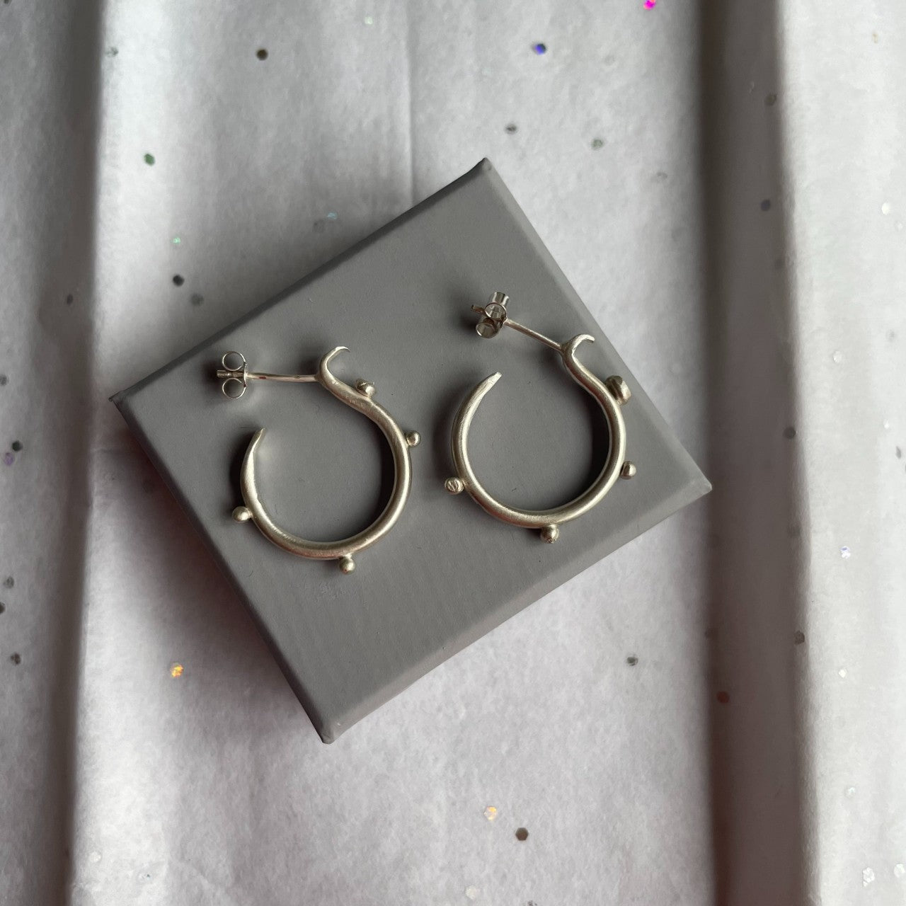 Sterling Silver Hoops with Diamond