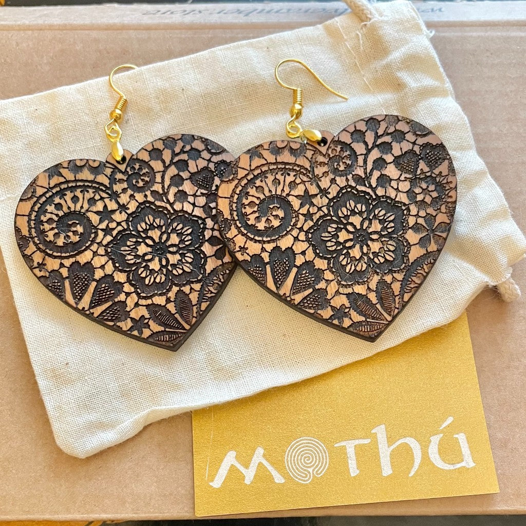 Irish Lace Heart Earrings