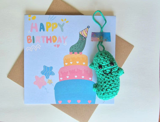 Crochet Pickle / Gherkin Birthday Card