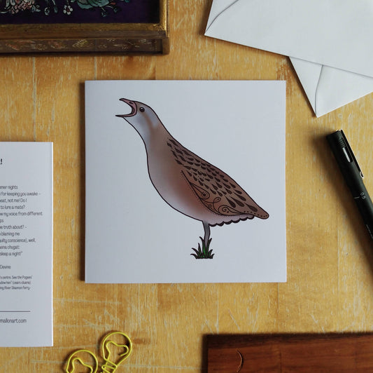 Corncrake Birds of Ireland Card