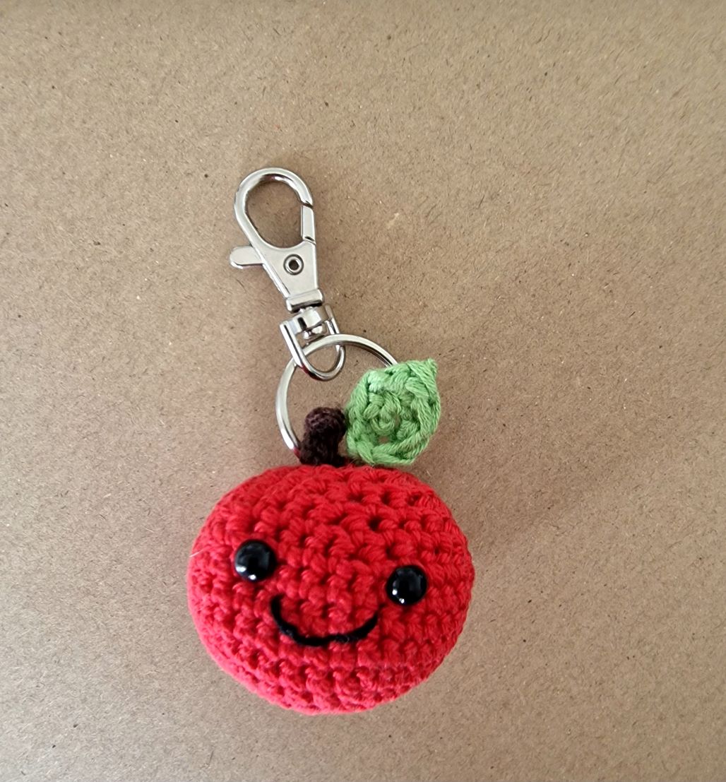 Crochet apple thank you teacher card