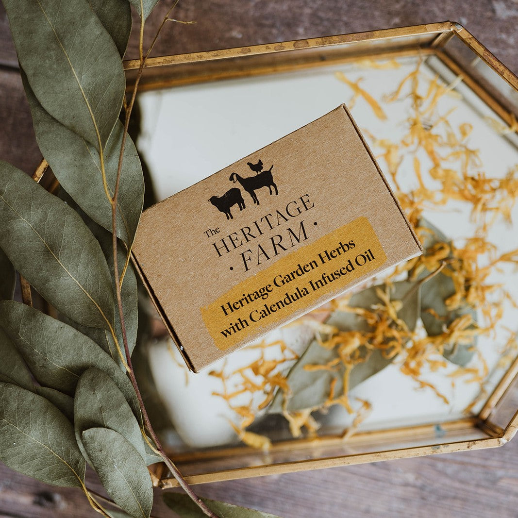 Heritage Garden Herbs with Calendula Infused Oil Goats Milk Soap