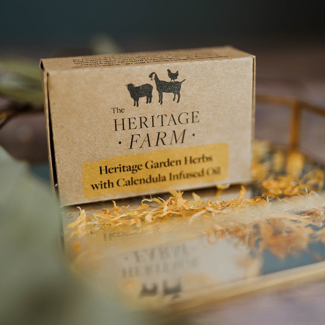 Heritage Garden Herbs with Calendula Infused Oil Goats Milk Soap